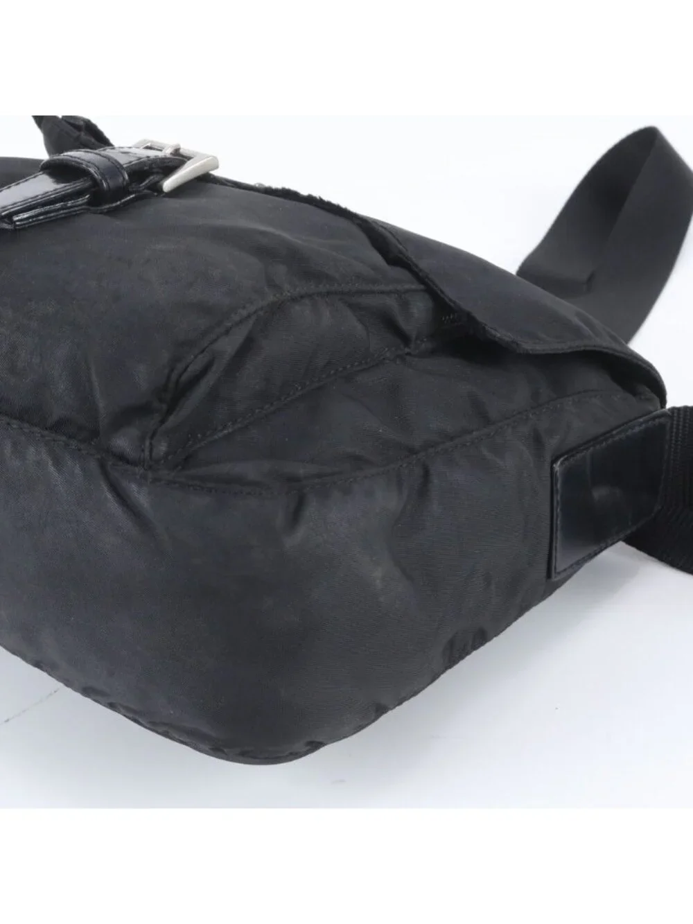 Prada Tessuto Nylon Triangle Logo Leather Shoulder Bag Crossbody Messenger